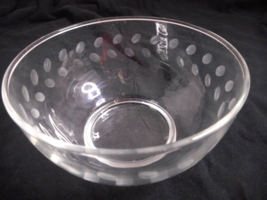 Clear Glass Bowl 2 Row Oval Shape Etching 4 3/4&quot; Dia Finger Chip Dip Bow... - £5.99 GBP