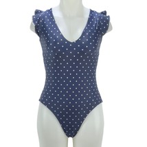 SUMMERSALT Women&#39;s Swimsuit RUFFLE BACKFLIP 1 Piece Navy Polka Dots Size 6 - $40.49