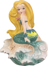 Mermaid 30086 Ceramic Coin Money Bank Blue Sky Clayworks 8.5 x 7.625 x 10 - £34.45 GBP