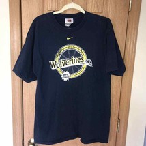 Vintage Nike Team Michigan Wolverines T-Shirt Men L Dual Sided Blue - £29.46 GBP