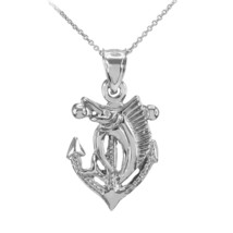 925 Sterling Silver Anchor Marlin DC Pendant Necklace - £26.31 GBP+