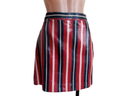 Zara Basic skirt mini pencil sequins XS red  blue stripes lined    New - £20.39 GBP