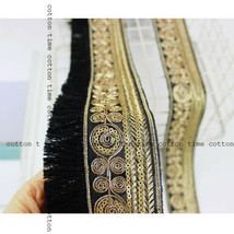 Sequine Gold Embroidery Trim Fabric DIY 1.7” Wide By 1Y Costume Dress Clothes  - £7.44 GBP+