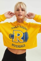 Riverdale River Vixens Crop Cropped Hoodie Raw Hem Yellow Women&#39;s Junior... - £24.52 GBP