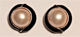 Vtg CINER Clip-on Earrings Faux Pearl Dome Center - $49.45