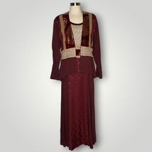 Spencer Alexis Vtg Y2k Dress Red Burgundy 2 Pc Dress With Open Cardigan ... - £57.08 GBP