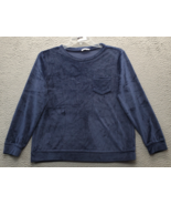 Ekouaer Top Womens Medium Navy Velour Sleepwear Long Raglan Sleeve Chest... - $20.29
