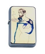 Oil Lighter Smoking Man Art Illustration - $14.80