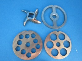 #8 (4) pc Meat Grinder LARGE HOLE SET plate knife blade Stainless Steel ... - £34.31 GBP