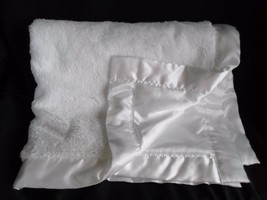 Little Me Baby Blanket White Solid Satin Fleece Lovey Security Crib - £35.10 GBP