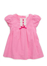 NWT Nursery Rhyme Baby Girls Pink Short Sleeve Corduroy Lace Dress 12 Months - £8.27 GBP