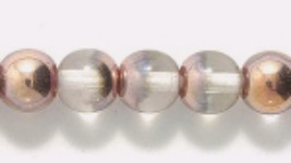 6mm Czech Round Druk Glass Beads, Crystal Half Coat Copper, 50, Preciosa - $2.25