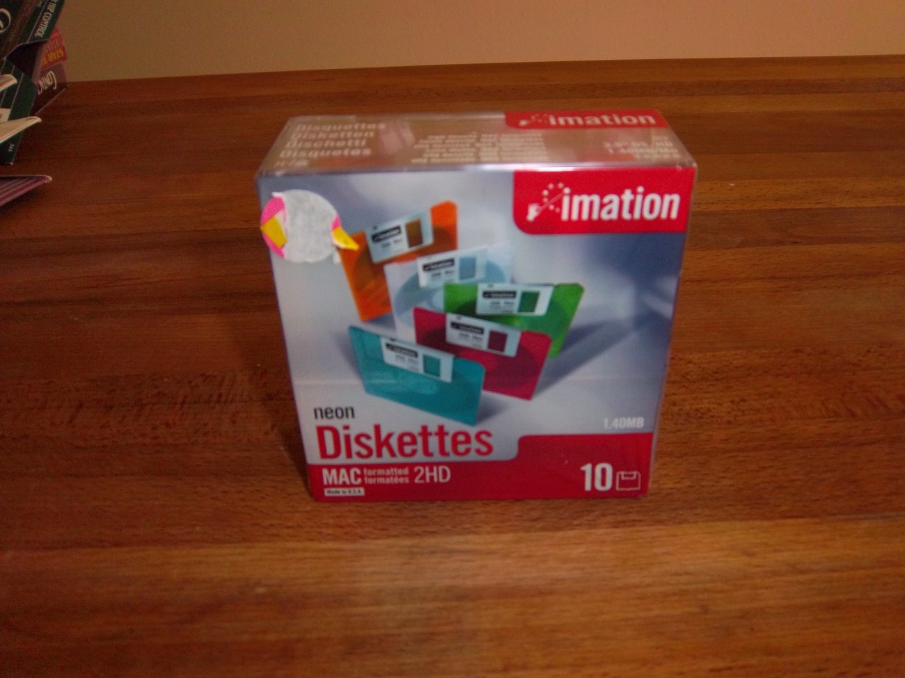 NEW Imation Neon Diskettes Mac 2HD 1.4MB 3.5 DS, HD DISCS 10 FLOPPY DISCS - $7.99
