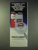 1989 Now Cigarettes Ad - A closer look reveals who&#39;s lowest in tar and nicotine - £13.79 GBP