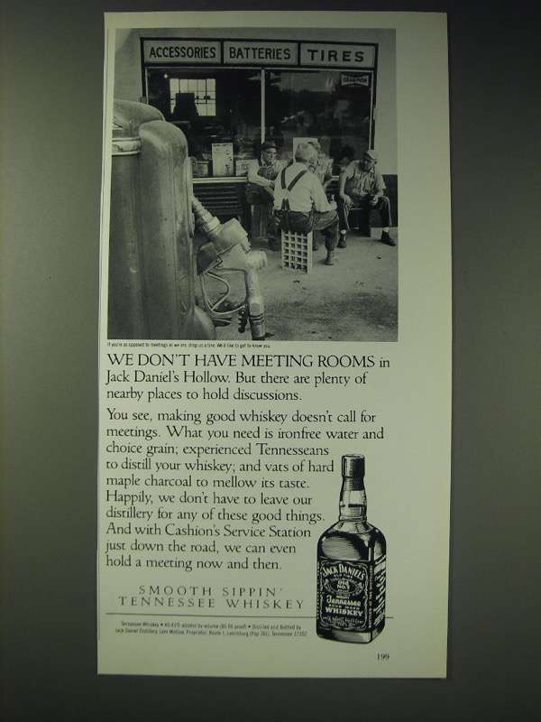 1989 Jack Daniel's Whiskey Ad - We don't have meeting rooms - $18.49