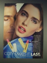 1989 Coty 24 Lipstick Ad - Coty makes it last - $18.49