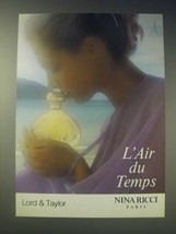 1989 Nina Ricci L&#39;air du Temps Perfume Ad - £14.55 GBP