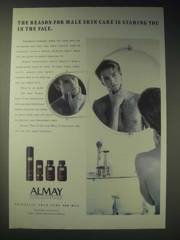 1989 Almay Skin Care for Men Ad - The reason for male skin care - $18.49