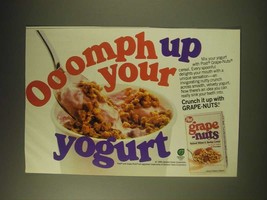 1989 Post Grape-Nuts Cereal Ad - Ooomph up your yogurt - £14.48 GBP
