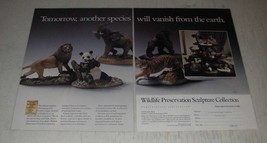 1989 Franklin Mint Wildlife Preservation Sculpture Collection Ad - $18.49