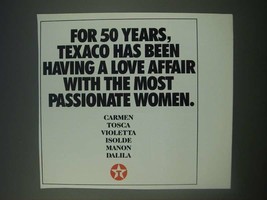 1989 Texaco Oil Ad - For 50 years, Texaco has been having a love affair  - $18.49