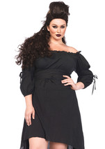 Gauze high low peasant dress with tie up waist and sleeves 1X-2X BLACK - £51.00 GBP