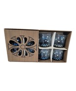Set of 8 in box Vintage Libbey Blue Straw Flower Bar Rocks Glasses 8 oz - £73.22 GBP