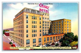 Crazy Hotel Home Of Crazy Waters Mineral Springs Texas UNP Chrome Postcard L18 - £3.46 GBP