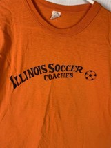 Vintage Soccer T Shirt Single Stitch Illinois Crew Orange XL USA 70s 80s - £23.53 GBP