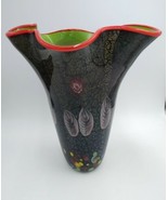 Cristalleria Murano D&#39;Arte Large Vase 12.75&quot; Ruffled Trim - £98.50 GBP