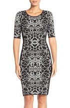 Adrianna Papell Sheath Bodycon Knit Dress Women Small Short Sleeve Black... - £43.39 GBP