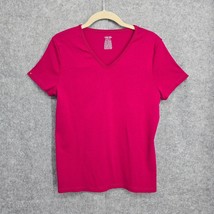 Cherokee Classic Tee Women&#39;s Medium Pink V-Neck Short Sleeves Vacation Summer - £7.25 GBP