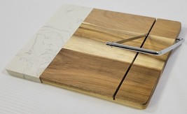 *L) Leed&#39;s Acadia Wood and Marble Cheese Cutting Board 11&quot; x 8.5&quot; - £15.81 GBP