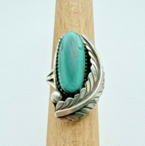 NAVAJO VINTAGE 925 STERLING SILVER NATURAL MALACHITE ORNATE RING SIZE 7.5 - $1,245.33 MXN