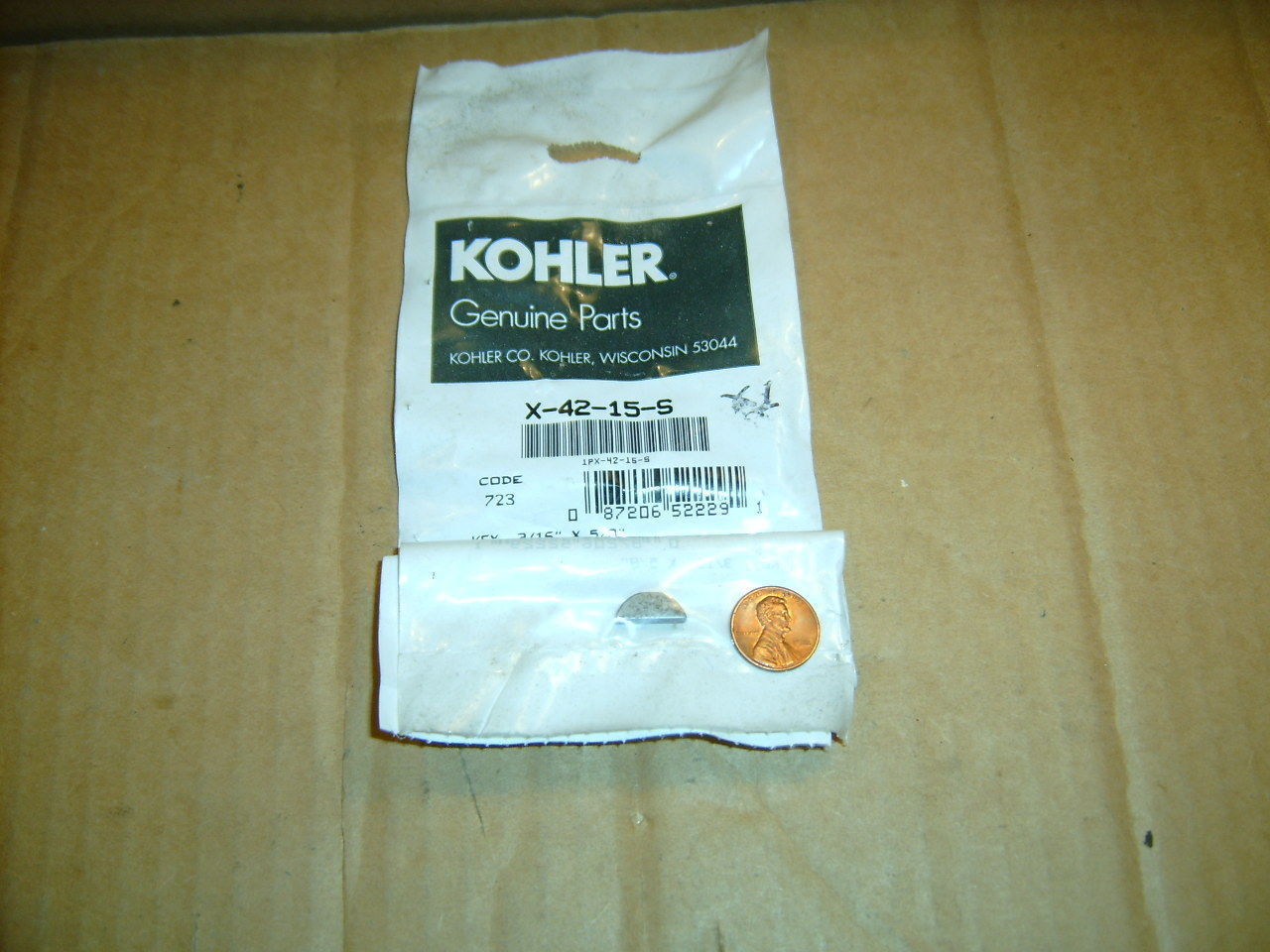 GENUINE Kohler Key pt # X-42-15-S, X4215 S X4215S *New* - $3.91