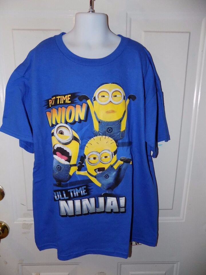 Primary image for Despicable Me 2 Minion Blue Part Time Minion Full Time Ninja T-Shirt Size XL NEW