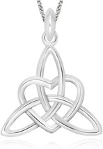 925 Sterling Silver Celtic Knot Triangle Heart Pendant Necklace, 18&#39; - £50.85 GBP