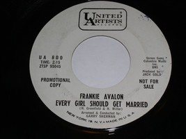 Frankie Avalon Every Girl Should Get Married Moon River 45 Rpm Record U.A. Promo - £20.29 GBP