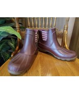 NEW Sperry Burgundy Waterproof Pullon Ankle Rain Bootie Women&#39;s Size 9M - £22.53 GBP