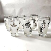 Set 6 Libbey Frosted Silver Leaf Glasses 12 Oz 5.5 Inches Tall Vintage - $29.89