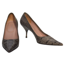 Miu Miu Gray Crocodile Pattern Leather Pointed Toes Heels Pumps Shoes Si... - $113.85