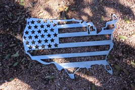 United States Flag - Metal Wall Art - Silver 16 1/2&quot; x 15&quot; - £37.70 GBP