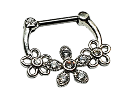 Daisy Flower Septum Floral CZ Piercing Clicker 16g (1.2mm) 316L Surgical Steel - £12.97 GBP