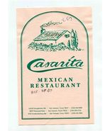 Casarita Mexican Restaurant Menu 3 Locations in San Antonio Texas 1997 - $13.86