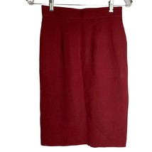 Vintage 90s Danielle Martin Silk Skirt 6 Red Lined Elastic Waist Flat Front - $25.97