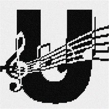 Pepita Needlepoint kit: Letter U Music Notes, 7&quot; x 7&quot; - £40.09 GBP+