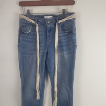 Ann Taylor Loft Jeans 26/2 Womens Skinny Leg BOHO Tassels Mid Rise Medium Wash - £13.35 GBP