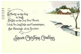 Sincere Christmas Greetings Vintage Christmas Postcard w/ Winter Scene 1918 - £5.41 GBP
