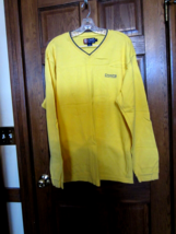 Vintage Chaps Ralph Lauren Bright Yellow V-Neck Long Sleeve Shirt - Size XL - £19.73 GBP