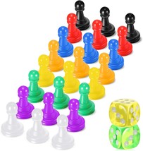 26 Pieces Multicolor Board Game Pieces and Dice Include 24 Multicolor Plastic Pa - $12.63